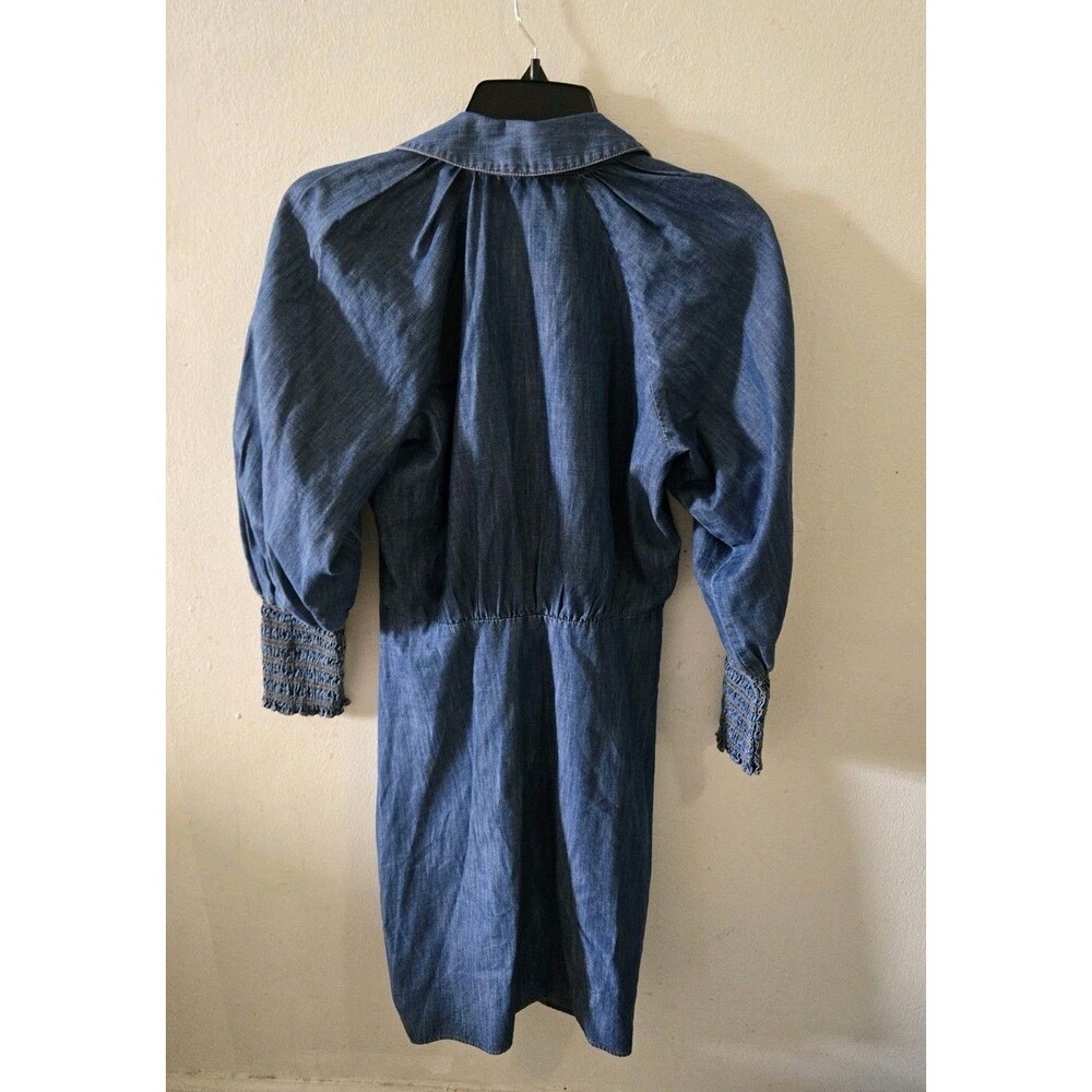 Veronica Beard Vale Blue Allie Denim Womens Ruched Chambray Shirt Dress Size 2 - Picture 4 of 8